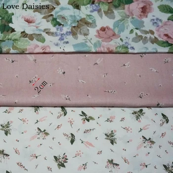 100% Bombaž Japonski Slog Rose Dvorec Belo Roza majhni cvetlični keper tkanine za DIY Otroci Oblačila, Obleko Mozaik Obrti Quilting