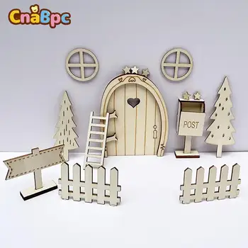 1Set 1:12 Lutke Miniaturni Božično Dekor Pravljice Vrata, Predal Ograjo Xmas Tree Lestev Model DIY Lutka House Scene Dodatki