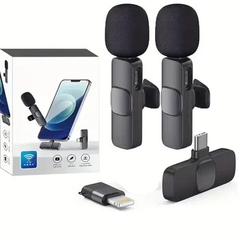 2-v-1 & 1-v-1 Strokovni Brezžični Lavalier Mikrofon Za Android Tip-C IPhone, IPad -Za Intervju Video, Vlog