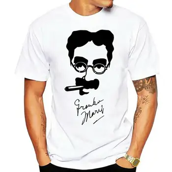 2019 Kul Groucho Marx Avtogram T-Shirt 100% Bombaž Bratje Chico Tee