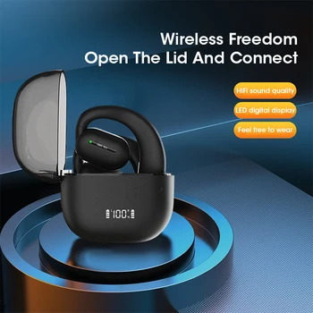 2023 Novih TOKOV Čepkov Brezžična tehnologija Bluetooth 5.3 Slušalke za v uho Odprte Slušalke Lahko Zavrtite Black Slušalke 45° Android, IOS Univerzalni