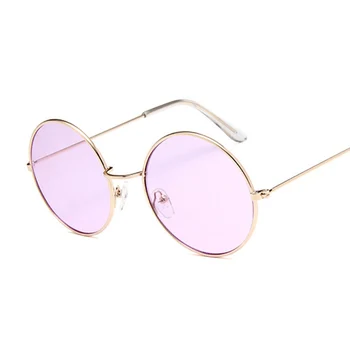 2023 Retro Krog Vijolično Ženska Sončna Očala Znamke Oblikovalec Candy Barve Sončna Očala Ženski Klasičnih Zlitine Ogledalo Oculos De Sol