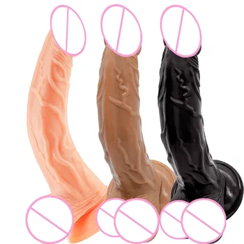 22 cm Realne Dildos Ukrivljen Velik Penis z veliko Sesalno Skodelice Dick Sex Igrače za Ženske, Lezbijke, Masturbacija G-spot Spodbujanje
