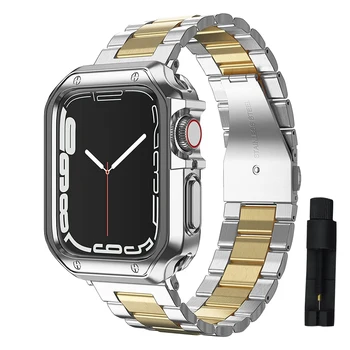 2pcs za apple watch Ultra 2 49 mm band + primeru za iwatch 9 8 7 45mm 41mm se 6 5 4 44 mm 40 mm iz nerjavečega jekla, trak 42mm TPU ohišje
