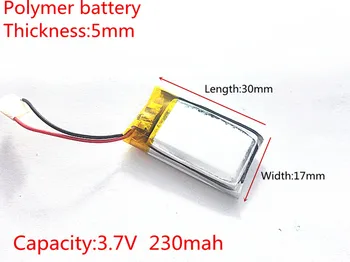 3,7 v 230mAh 501730 Litij-Polimer LiPo Polnilna li ionska Baterija Za DIY Mp3, MP4 MP5 GPS bluetooth slušalke slušalke igrače
