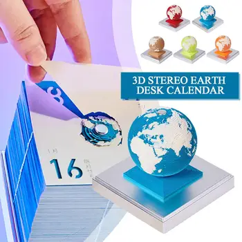 3D Stereo Zemlji Koledar Izletov Memo Pad Zemlji Model Pad Opombe Dekor Kiparstvo Papir Blok Uradi 3D Darilo Opombe Memo F0G5