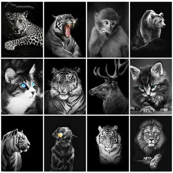 5D Diamond Slikarstvo Tiger Celoten Kvadratni Sveder Diamantni Vezenje Volk Živali Navzkrižno Šiv Kompleti Needlework Mozaik Wall Art Dekor