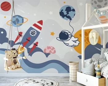 beibehang po Meri sodobnega novo papier peint Nordijska risanka vesoljski raketni planet astronavt otroška soba, slike za ozadje