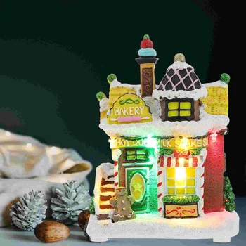 Božični Luči LED Sneg Hiša Smolo Svetlobna Vasi Hiša Krajine Sceno, Božič, Novo Leto Namizno Dekoracijo
