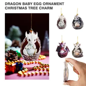 Dragon Baby Jajce Okras Božično Drevo Čar Srčkan Dekoracijo Risanka Obesek za Avto Obesek Akril Visi Božič Keychain Vrečko B4X6