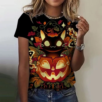 Halloween 3D Tiskanih Majica s kratkimi rokavi Ženske Priložnostne Moda Kratke Rokave, ki so Vrhovi Visoki Kakovosti Ulične Svoboden T-srajce Oprati Graphic Tee