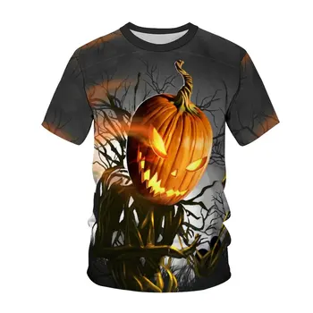 Halloween Grozo Duha T-shirt Poletje Moda 3D Harajuku Tiskanja Moških, Žensk, Otrok Smešno Ulica, Hip Hop okoli Vratu Kratek Rokav