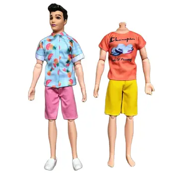 Ken je fant Punčko Oblačila, Casual Obleko vsak Dan Nositi Havajih T-shirt Roza Hlače Lutka Ken Oblačila za Punčko Pribor 1/6