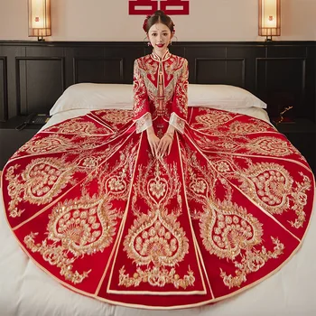 Kitajski Poroka Obleke, Tradicionalne Poročne Obleke Določa Starih Xiuhe Oblačila Stranka Obleke Vestidos De Novia