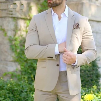 Klasično Moško Obleko 2023 Slim Fit 2 Kosa Poslovna Obleka Za Moške Prilagojene Priložnostne moška Oblačila (Blazer + Hlače )