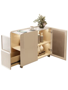 Krema slog skladiščenje kabinet za kavč, pravokotne ultra ozka premično mizico za nočno omarico