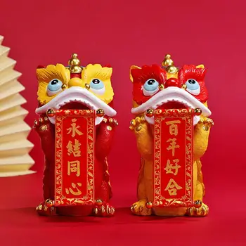 Majhen Lev Kiparstvo Pisane Lev Ornament Kitajsko Novo Leto Ples Lev Figur 2024 Maskota Miniaturni Okras za Poroko