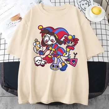 Neverjetno Digitalni Cirkus Anime Merch T-Shirt Unisex Čistega Bombaža Moda Risanka Poletje 8 Barv Kratka Sleeved Športna T Majica