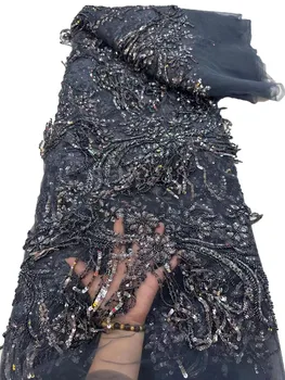Nova 3D težka kroglice sequins vezene čipke, Evropi in zda, velike blagovne znamke, hoja fazi večerno obleko 5 metrov