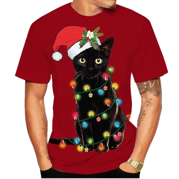 Nova Modna Unisex božič majica 3D živali Digital Print risanka božič kratka sleeved tee božič oblačila