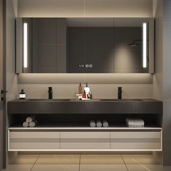 Oblikovalec rock slab integrirano bazena Kopalnica kabinet kombinacija enostavnih umivalnik svetlobe, luksuzno kopalnico umivalniku umivalnik