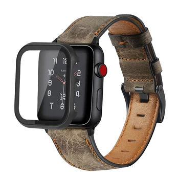 ohišje+Retro Krava Usnjeni trak za Apple watch band 44 mm 40 mm 45 mm iWatch 42mm 41mm 38 mm watchband zapestnica Apple watch 4 3 5 jv 6