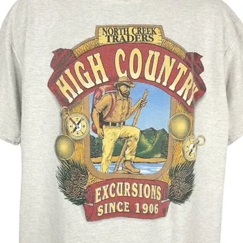 Pohodniški Izleti T Shirt Letnik 90. letih Visoke Državi na Prostem, Narejene V ZDA Mens Velikost XL