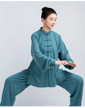 Pozimi Tai Chi Bo Ustrezala Borilne Veščine Obrabe Kung Fu Tai Chi Vadbe Oblačila Vrhnja Zgosti Perilo, Bombaž Modri Burgundec Vijolična