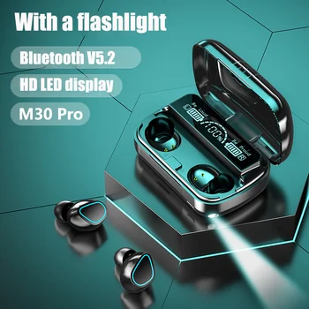 Pro M30 TWS Slušalke Bluetooth 5.2 Slušalke Brezžične 9D Stereo Čepkov Nepremočljiva V Uho Šport Zmanjšanje Hrupa Slušalke