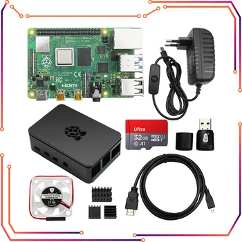 Raspberry Pi 4 4GB 8GB 2GB Kit + Napajalnik + ABS Ohišje + 32 G 64 G Kartica + Bralec + hladilnega telesa za Raspberry Pi 4 Model B