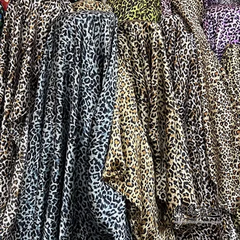 Saten Tkanine Za Merilnik za Oblačila, Obleke, Diy Majice Krila Šivanje Tankega Poletje Leopard Natisnjeni Mehko Krpo Motno Dihanje