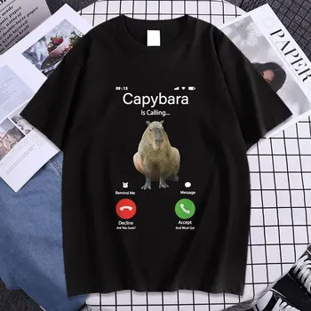 Smešno Capybara Kliče T-shirt Največji Glodalec Cavy Grafični T Srajce za Moške, Ženske, Modno Priložnostne Kratek Rokav T-shirt Prevelik Vrhovi