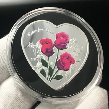 Srce Kovanec Rose Ljubezen Priložnostnih Kovancev Zbirka posrebrene Srce, Ljubezen, Poroka Kovancev Poroka Dekoracija