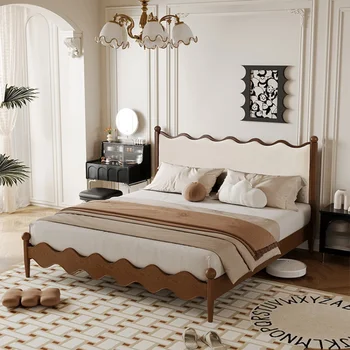 Vintage posteljo, velika Sima velikost 1.85 metrov, postelja velika, majhna enota, polno dvojni beli vosek lesa masivnega lesa postelja