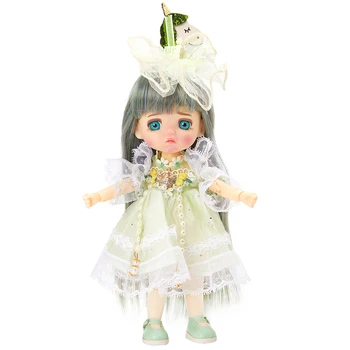 Za 22,5 cm BJD Lutke Za Dekleta Kawaii Klasična Zelena Obleka Ličila Lutka 21 Skupno Premično Telo Z Rožo izdolbel DIY Otrok Igrače