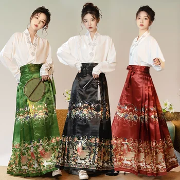 Ženske Tradicionalno Ming Dinastija Hanfu Kitajski Slog Vrhovi in Krilo Dnevno Obleko Modne Stari Noša Stranka Obleko Cosplay