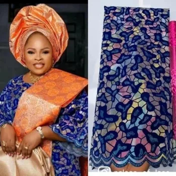 Afriške Nigerijski Zgrinjati Žamet Čipke Tkanine Za Šivanje Stranka Obleko Krpo Materiala 2023 Novo Zasnovo Za Poročno Zabavo Obleko Šivanje