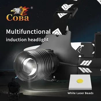 COBA Super Svetla LED Nov Zmogljiv Senzor Glavo Baklo Nepremočljiva Žarometov, Polnilne, Ribolov, Kampiranje Osvetlitev Osvetlitev