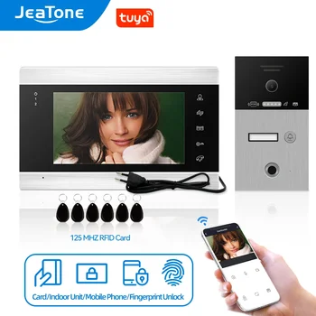 JeaTone 1080P WIFI Smart Video Interkom za Domov/Apartma 1F/2F/3F Žično Video Zvonec RemoteTuya/ Prstnih /RFID/Odklepanje